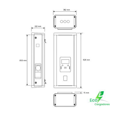 Caja de Recarga Inteligente Trifásica URBAN-WB T24-MIX Gen4